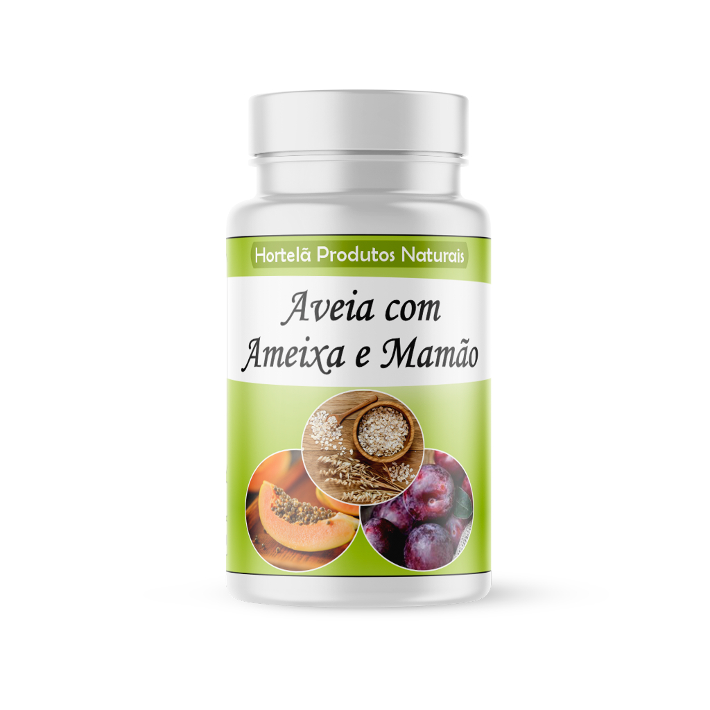 Kit 2 Frascos - Aveia + Ameixa + Mamão ( Composto 100%Natural ) 500 Mg - 60 cápsulas — imagem 2 de 2