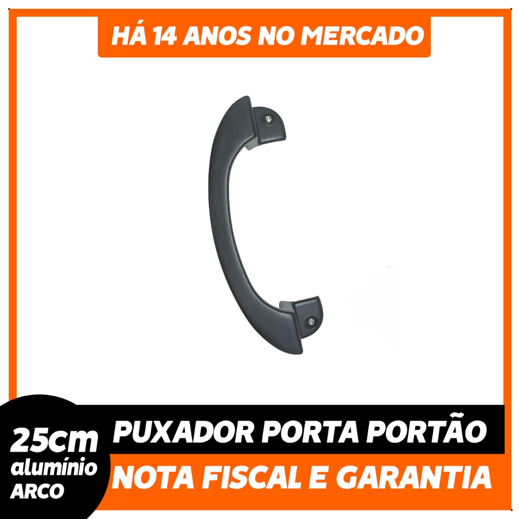 Puxador C  Arco Deslocado 25cm Porta Portão Vidro Madeira  Esquadria Alumínio Preto