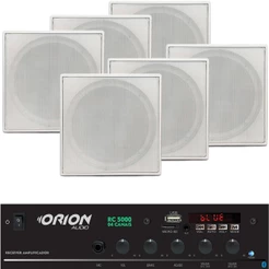 Kit Som Ambiente 300w Bluetooth + 6 Caixas Quadrada Brancas