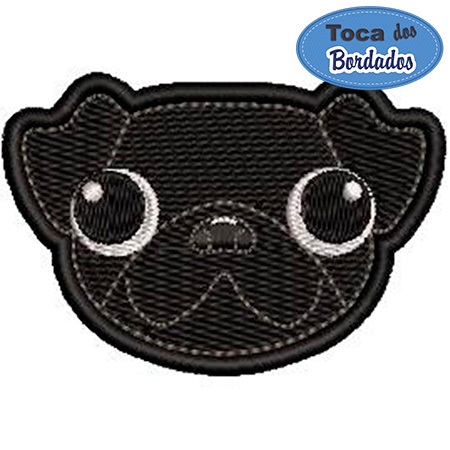 Patch Bordado Cachorro Pug Preto pet- 4,5x7cm - Cód.3326 moda pet dog black