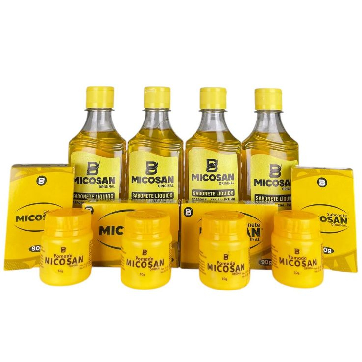 Kit Micosan Para Clarear Manchas, 4 Pomadas, 4 Sabonetes Liquidos, 4 Sabonete Em Barra