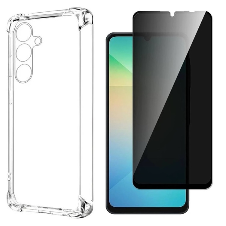 Capa Capinha Anti Impacto Transparente + Película de Privacidade de Vidro 3D Para Samsung Galaxy A16