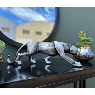 Pantera Geométrica 3D Cor Envelhecido Prata Elegante Decoração Luxo Sala Escritório envio imediato feito no brasil em Oferta na Shopee