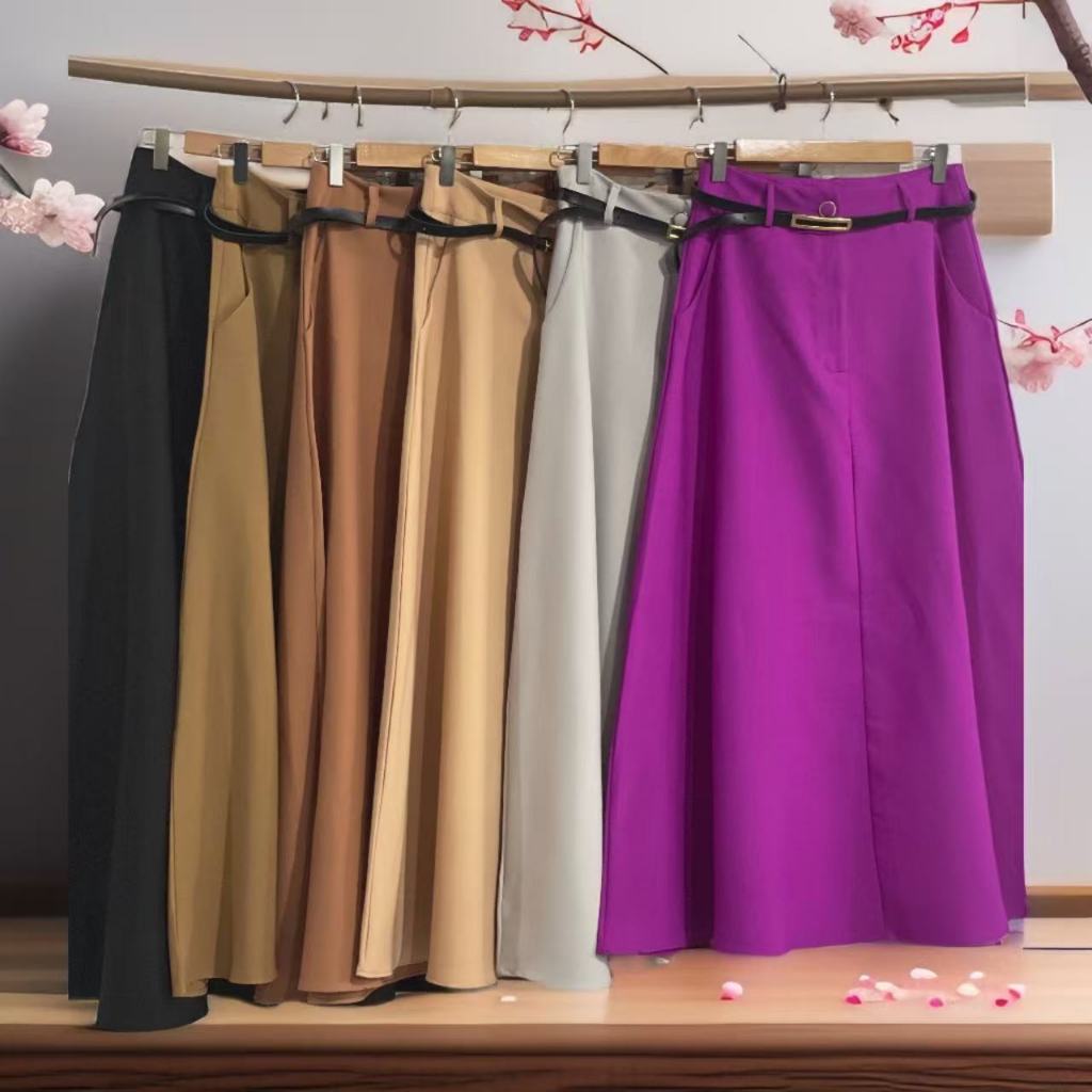 Saia Alfaiataria Rodada Com cinto linlin Moda 8075 em Oferta na Shopee