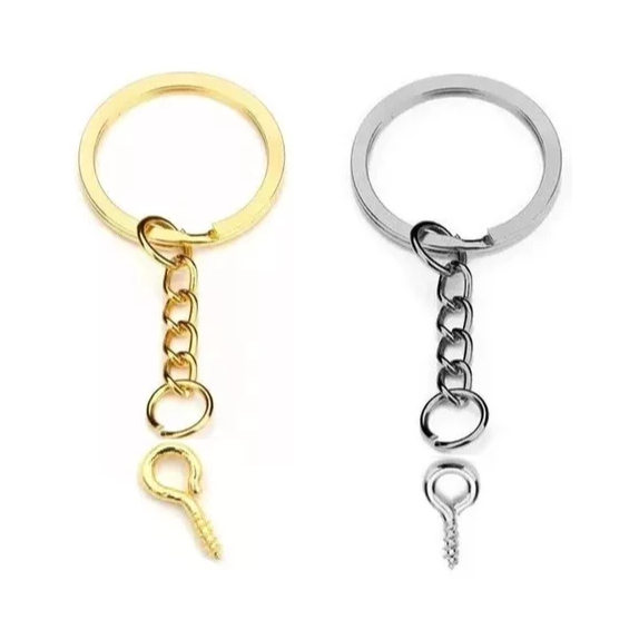 Argola Com Corrente Italiana 25mm + Elo + Pitão - Dourada e Prata