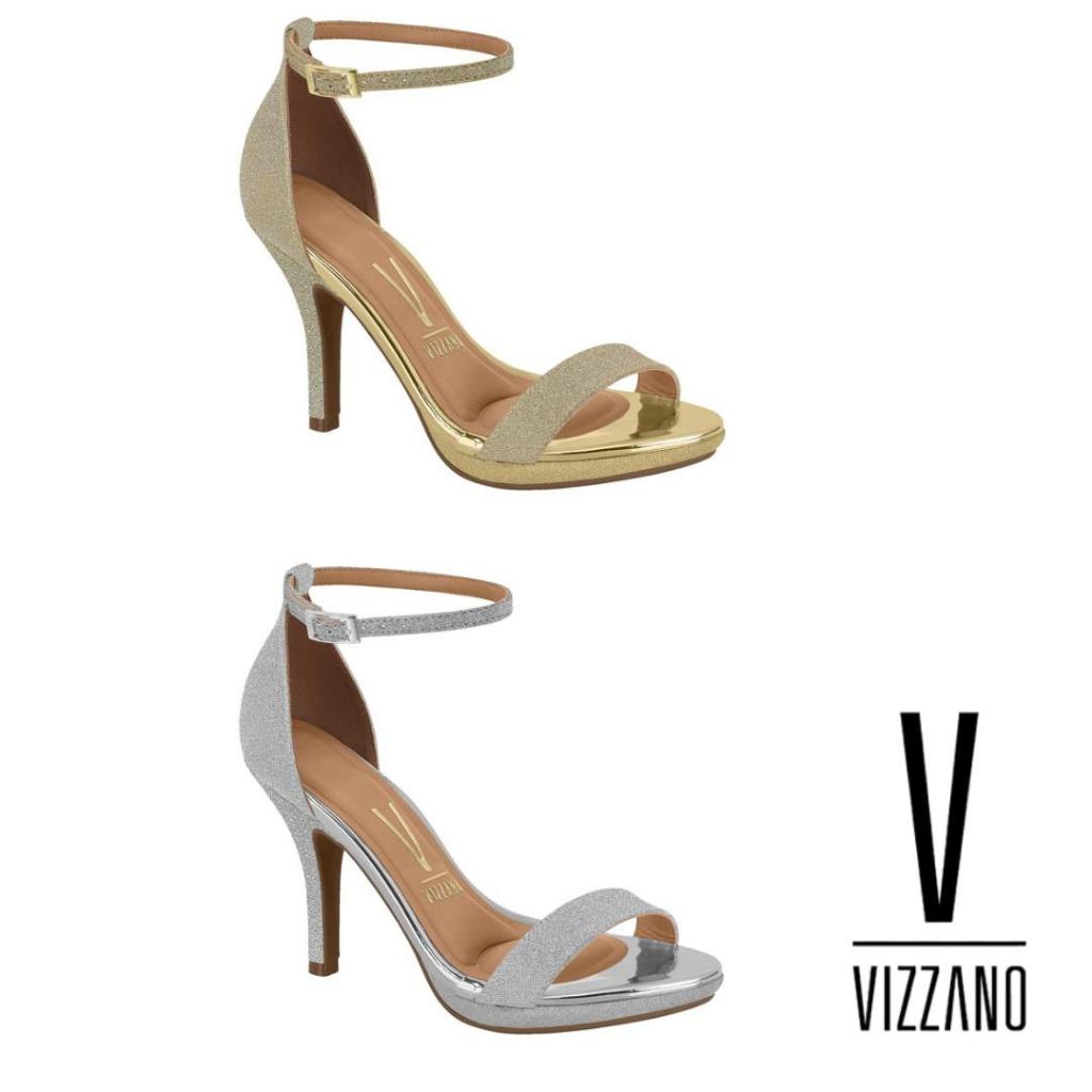 Sandália Salto Alto Fino Feminina Glitter Vizzano Original Confortável Moda Festas REF:621...
