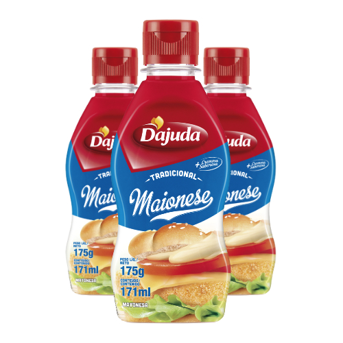 3Un Maionese DAjuda 175G Para Hamburguer Hot Dog Lanches Petiscos Pastéis Batata Frita