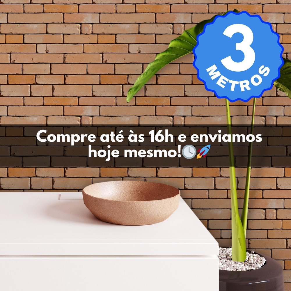 Papel de Parede Adesivo Auto Colante Lavável Tijolinho Tijolo Brick Marrom Rolo de 3 Metro x 40 CM