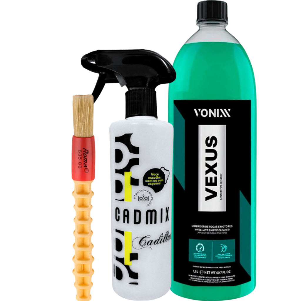 Kit Vexus 1,5l Vonixx Limpador Rodas Motor Cadmix Pincel em Oferta na Shopee