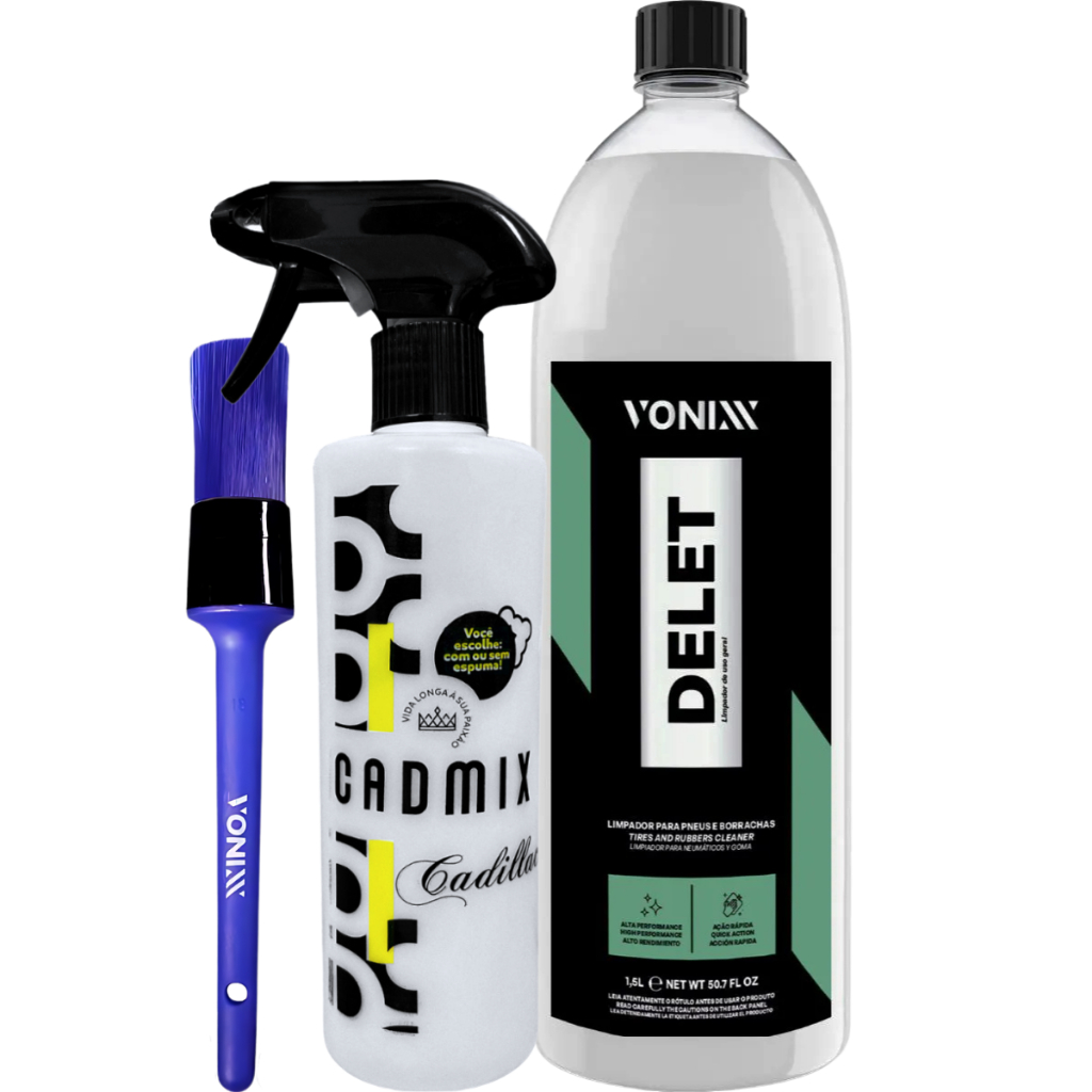 Limpador Pneus Borrachas Plástico Delet 1,5L Cadmix Pincel Vonixx em Oferta na Shopee