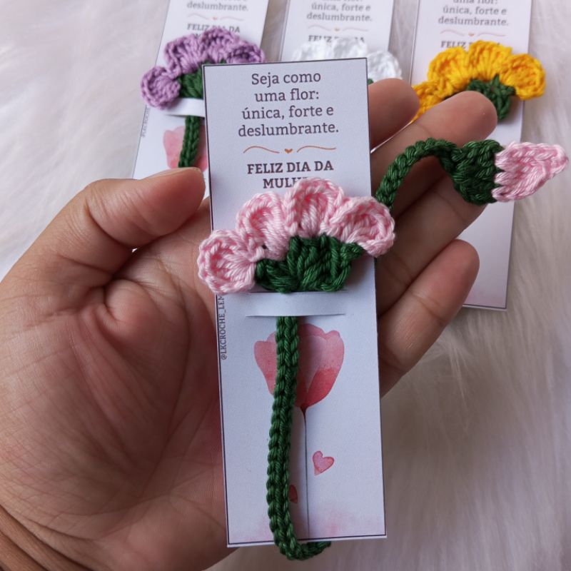 Marca página Dia Internacional da Mulher Marca Página em Crochê