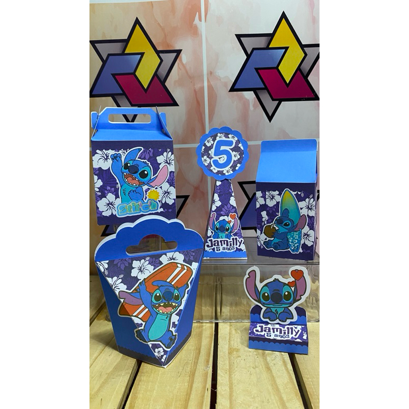25 Personalizados Stitch (PEGUE E MONTE) - kit festa - lembrancinha - aniversario - caixinhas personalizadas - festa