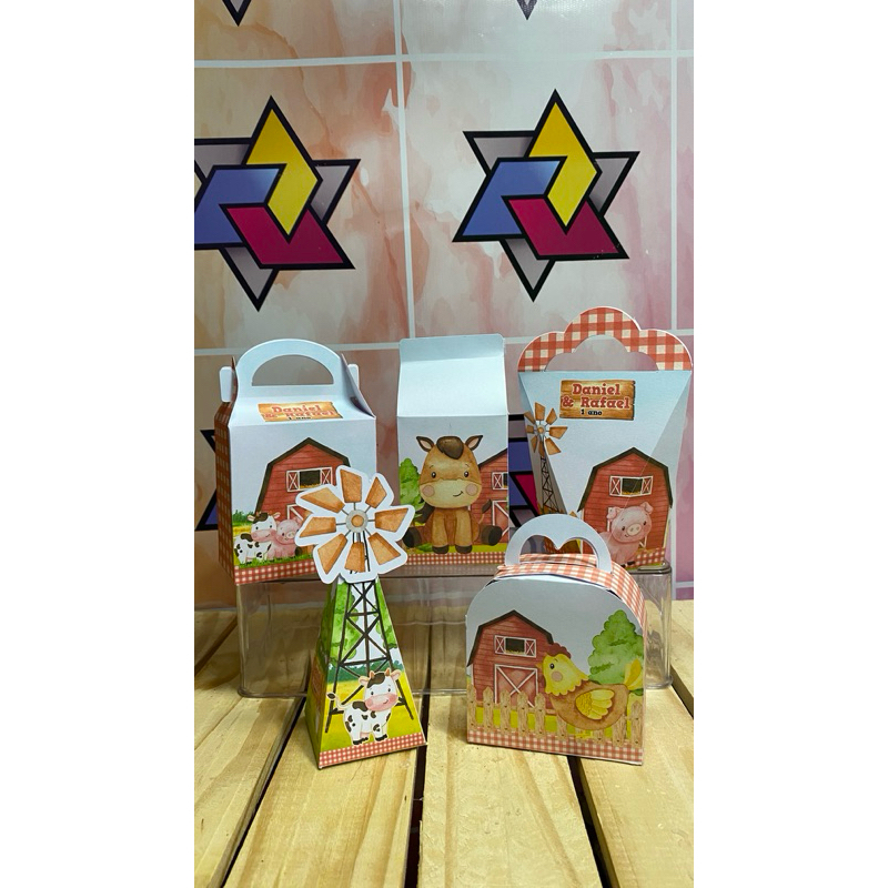 25 Personalizados fazendinha  (PEGUE E MONTE) - lembrancinha - aniversario - caixinhas personalizadas - festa infantil