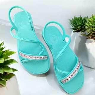 Sandália Feminina Festeja Rasteirinha Papete Com Brilho Strass em Oferta na Shopee