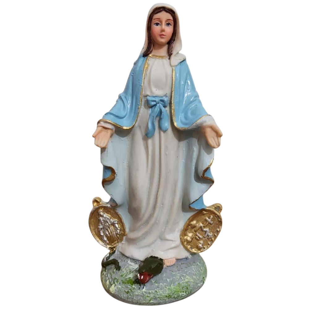 Imagem De Nossa Senhora Das Graças Em Resina - 15 Cm Nossa Senhora da Medalha Milagrosa Católica