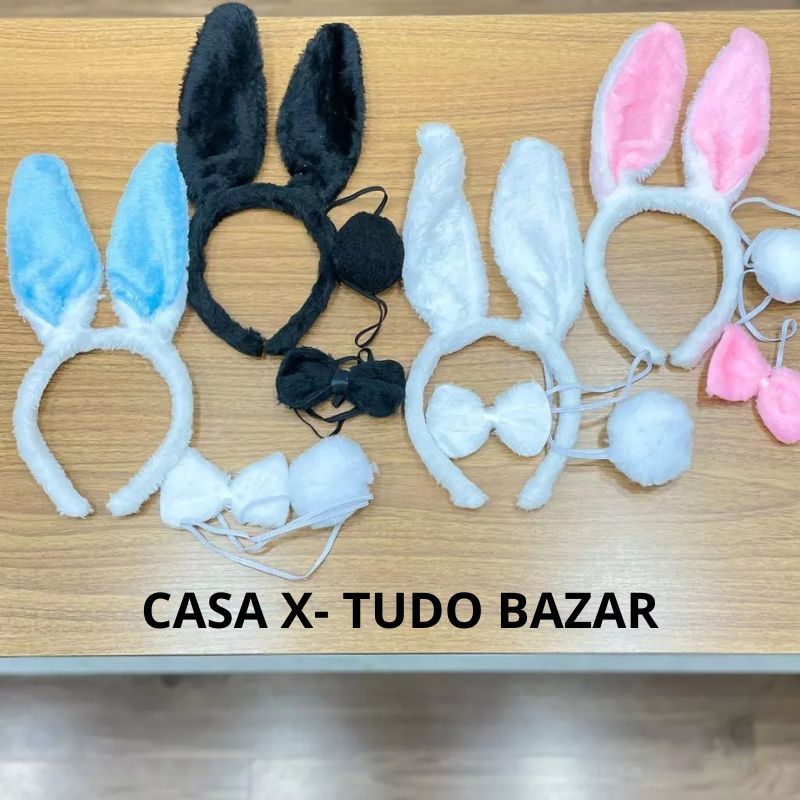 Kit Arco De Coelho Com Rabinho e Gravata Festa Fantasia Decoração em Oferta na Shopee