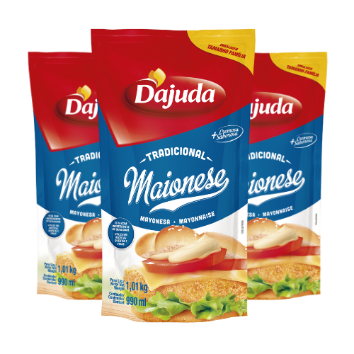 3Un Maionese DAjuda 1Kg Para Hamburguer Hot Dog Lanches Petiscos Pastéis Batata Frita