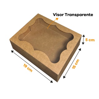 Caixa com Visor Presentes Lembrancinhas Doces - 19x15x5,5cm - Caixa Kraft ou Branca com Visor Maleta em Oferta na Shopee