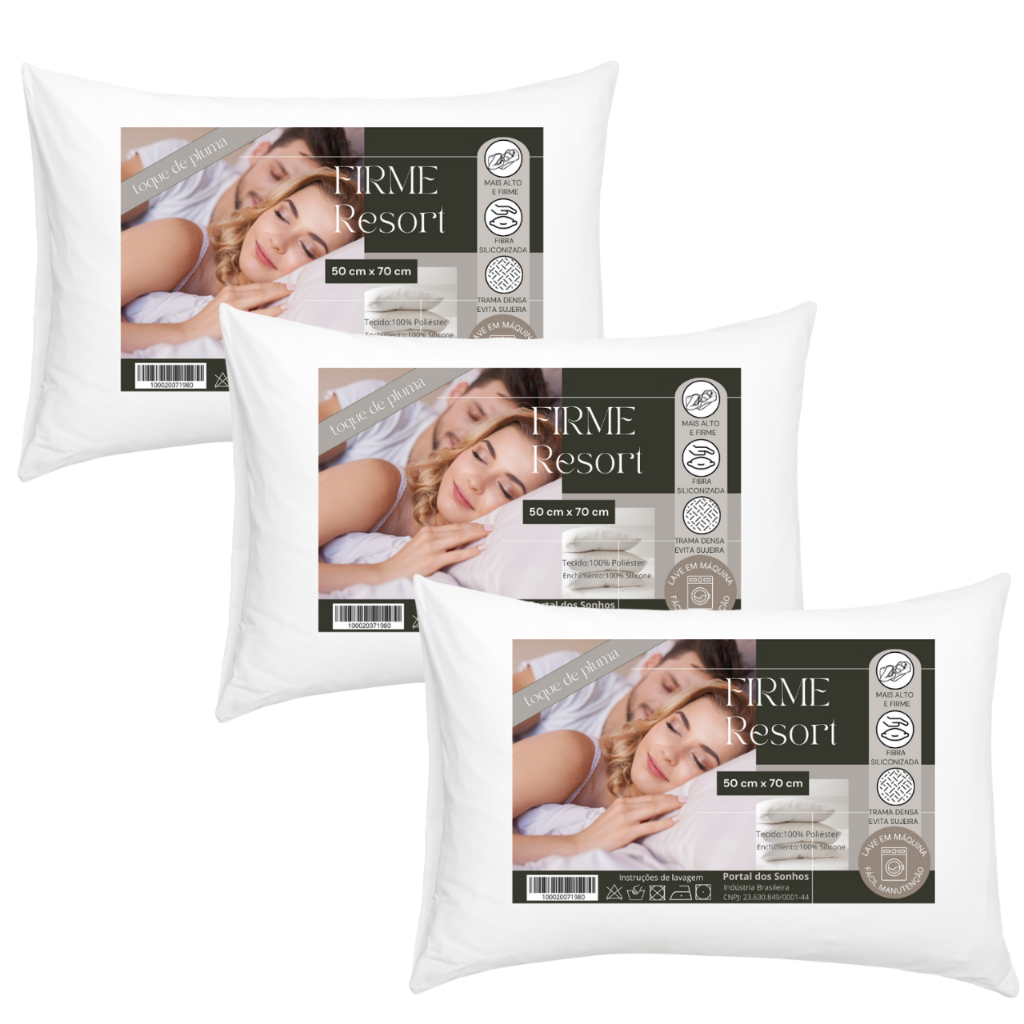 Kit 3 Travesseiro Anatômico Suporte Firme 50x70 Percal 200 Fios Antialérgico em Oferta na Shopee