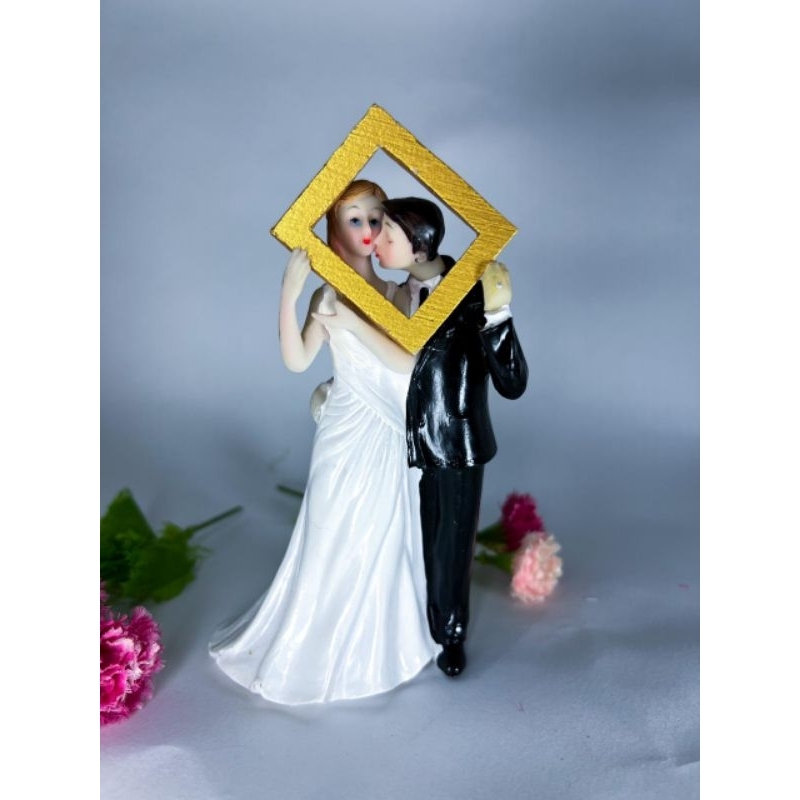 Topo de Bolo Casal de Noivos - Modelo Quadro
