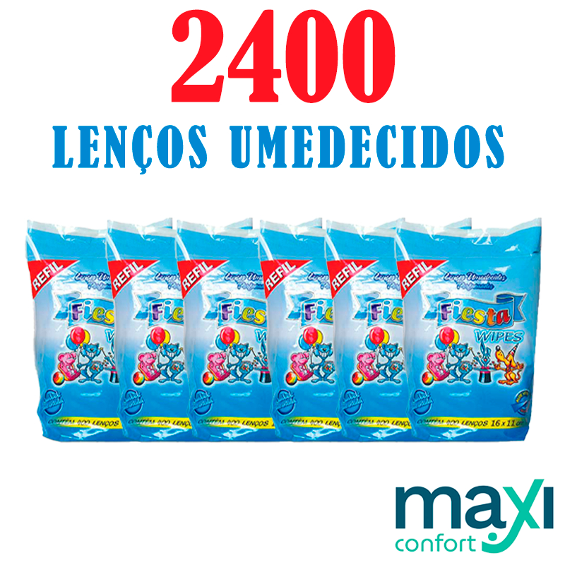Kit 6 Refil De Lenços Umedecidos Fiesta Com 400 Unidades (2400 lenços) DIRETO DA FÁBRICA em Oferta na Shopee