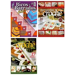 Kit 3 Revistas Bordados Bicos e Barrados Em Crochê