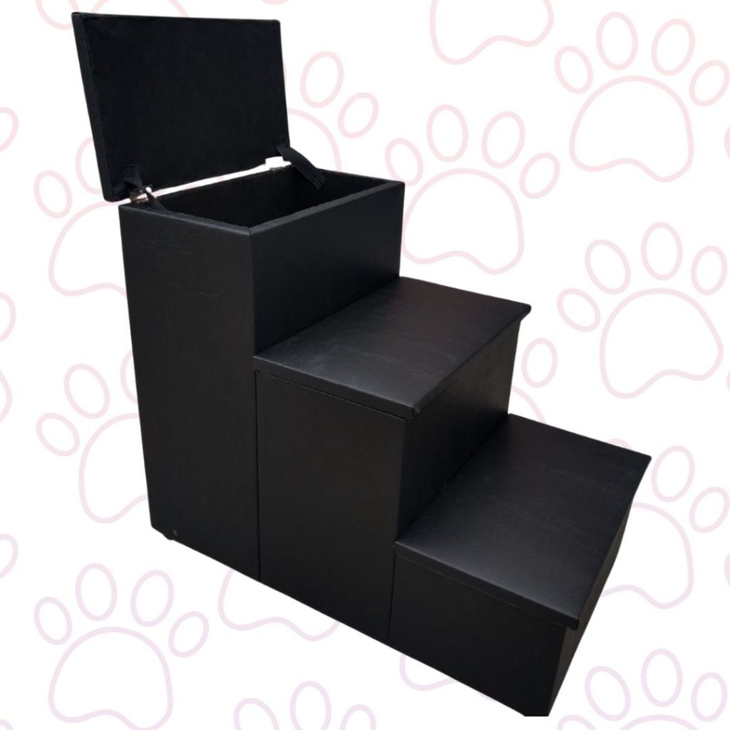 Escada pet baú 3 degraus em corino escadinha de cachorro e gato em Oferta na Shopee