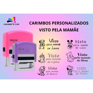 CARIMBO PERSONALIZADO VISTO PELA MAMÃE NYKON 302 ESTOJO FEMININO ESCOLAR ESCRITORIO PAPELARIA em Oferta na Shopee