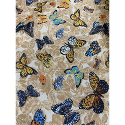 Tecido gorgurinho decoração borboleta fundo bege 2,00x1,50
