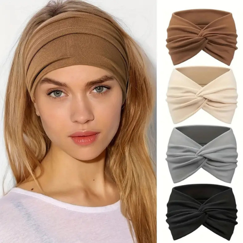 Faixas de Cabeça Larga- Mistura Macia, Estilo Turbante com Nó para Yoga, Corrida & Esportes em Oferta na Shopee