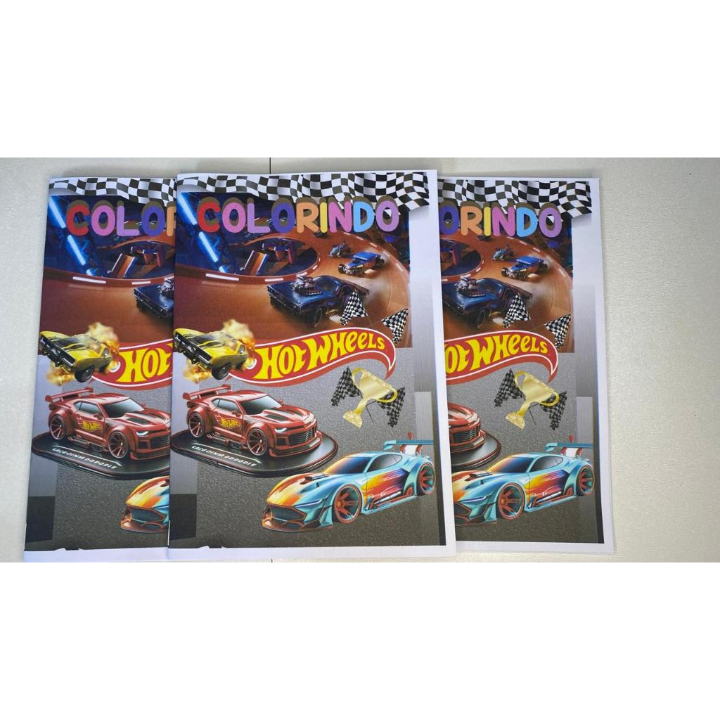 Kit 10 Revista Hot Wheels Para colorir Personalizados Para festa de Aniversario