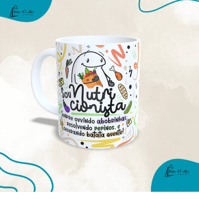 Caneca de Porcelana 300ml Decorativa Flork Profissões Nutricionista em Oferta na Shopee