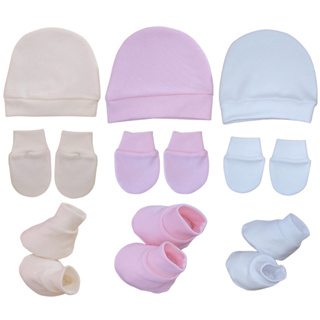 3 Kit Recém Nascido Sapatinho Luva E Touca Suedine Básico Bebê 100% Algodão Suedine Fofo Maternidade em Oferta na Shopee