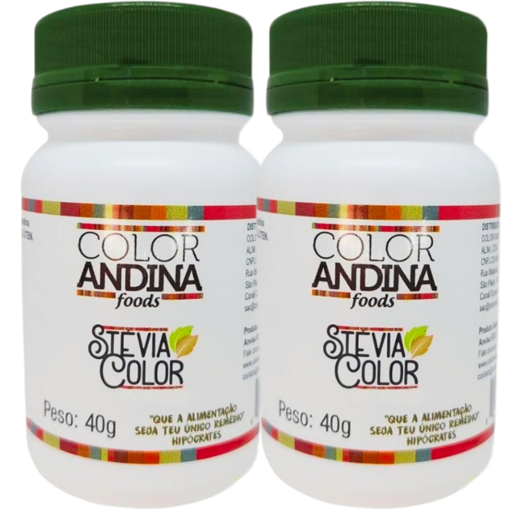 KIT 2 Adoçante Stevia sem amargor em Pó 40g Natural Vegano  - Color Andina Foods em Oferta na Shopee