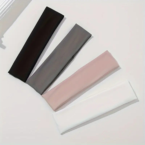 4 faixa de cabelo para penteados esportes e yoga branco, preto, rosa bb e cinza