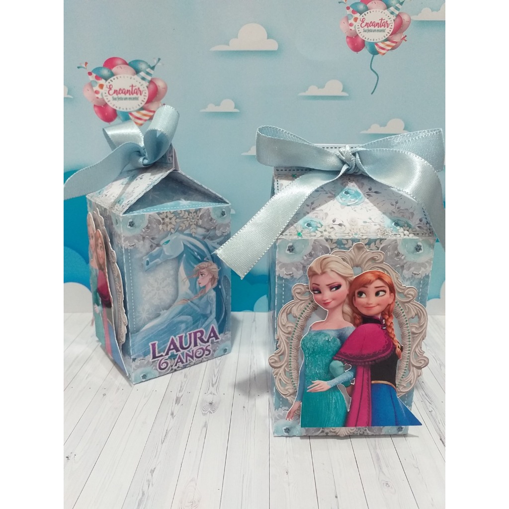 Caixas Milk Personalizadas Aplique 3D | Frozen | Papelaria para festa infantil | Lembrancinha e Decoração Aniversário
