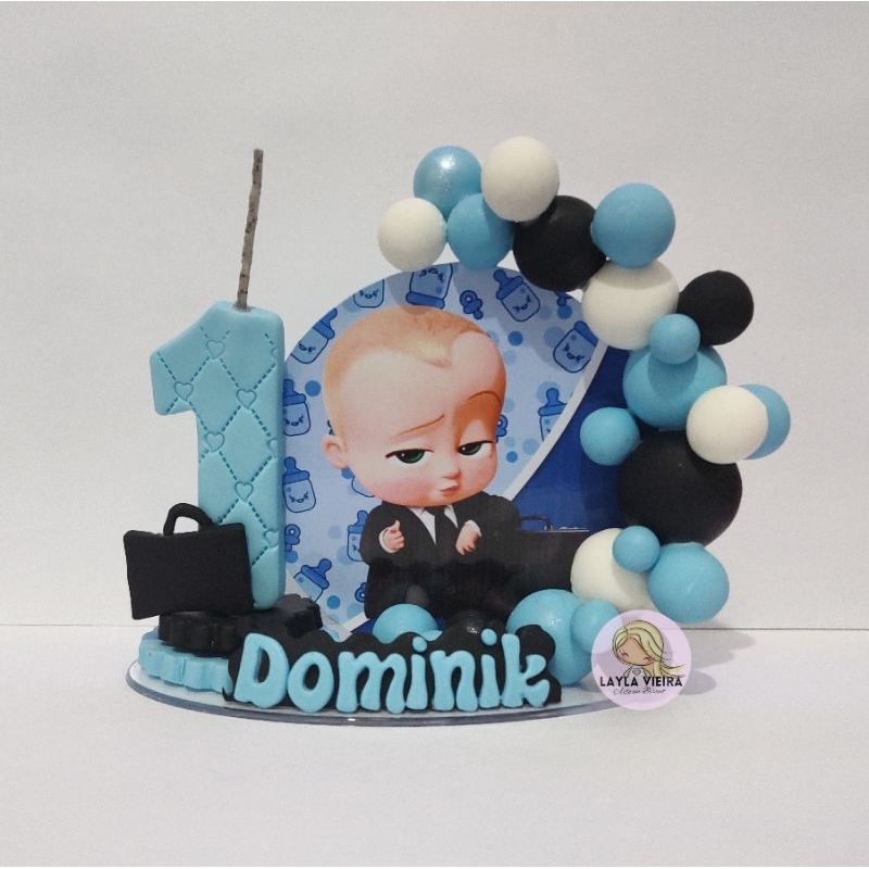 vela aniversário poderoso chefinho personalizada em biscuit