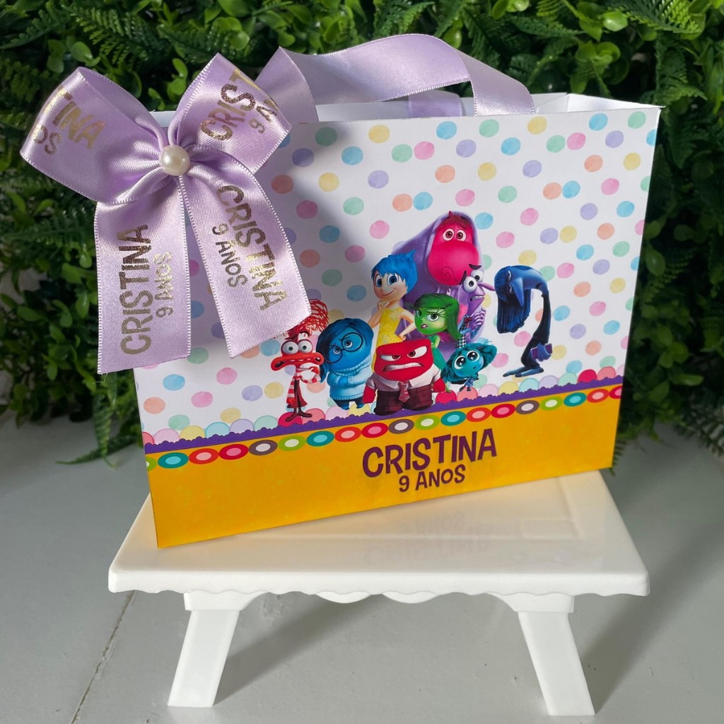 Sacolinha Surpresa Personalizada Divertidamente com Laço | Lembrancinhas | Festa Aniversário | Lancheirinha