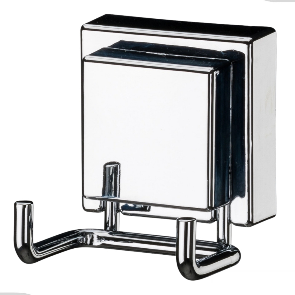 Gancho Duplo Inox Cromado Banheiro Cozinha Lavabo Fixação Ventosa Sem Furo Future - Home & Living