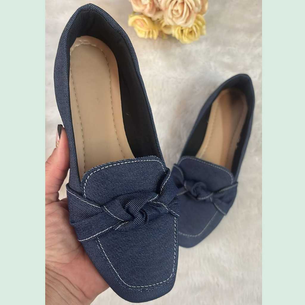 Mocassim Feminino azul jeans 34 ao 40 confortável Sapatilha Feminina com solado antiderrapante
