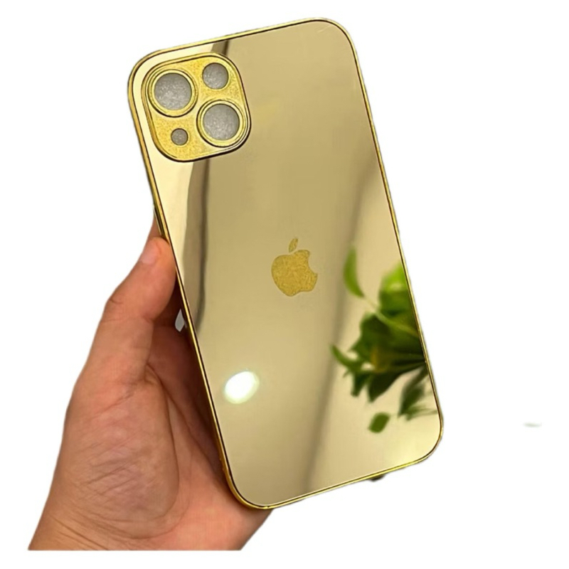 Capa de Ouro Luxo Dubai para iPhone 11 13 14 15 16 Pro Max Elegância iPhone dourada brilho luxury espelhada