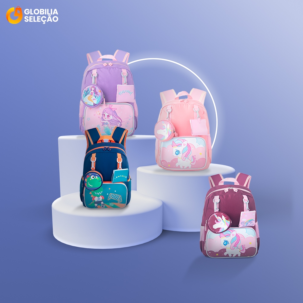 🔥【Alta Qualidade】Mochila Escolar Infantil Menina Resistente Passeio Animado Bolsa Impermeável Grande capacidade KMA5019