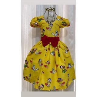 Vestido Menina Elegante Temático Magali Amarelo