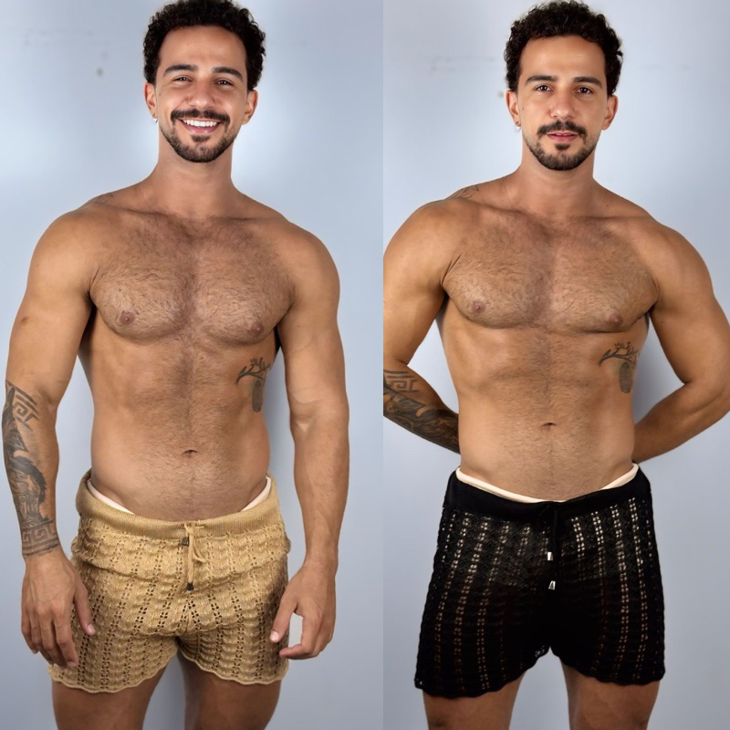kit 2 shorts masculino praia short curto tricô masculino bermuda casual praia tricô em Oferta na Shopee