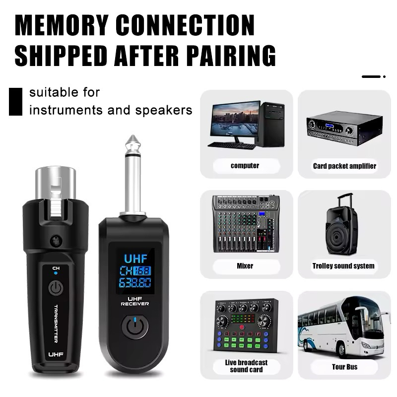 Transmissor Sistema de Microfone Sem Fio XLR Transmissor Receptor Para Mixer Dinâmico PA Instrumentos. — imagem 2 de 2