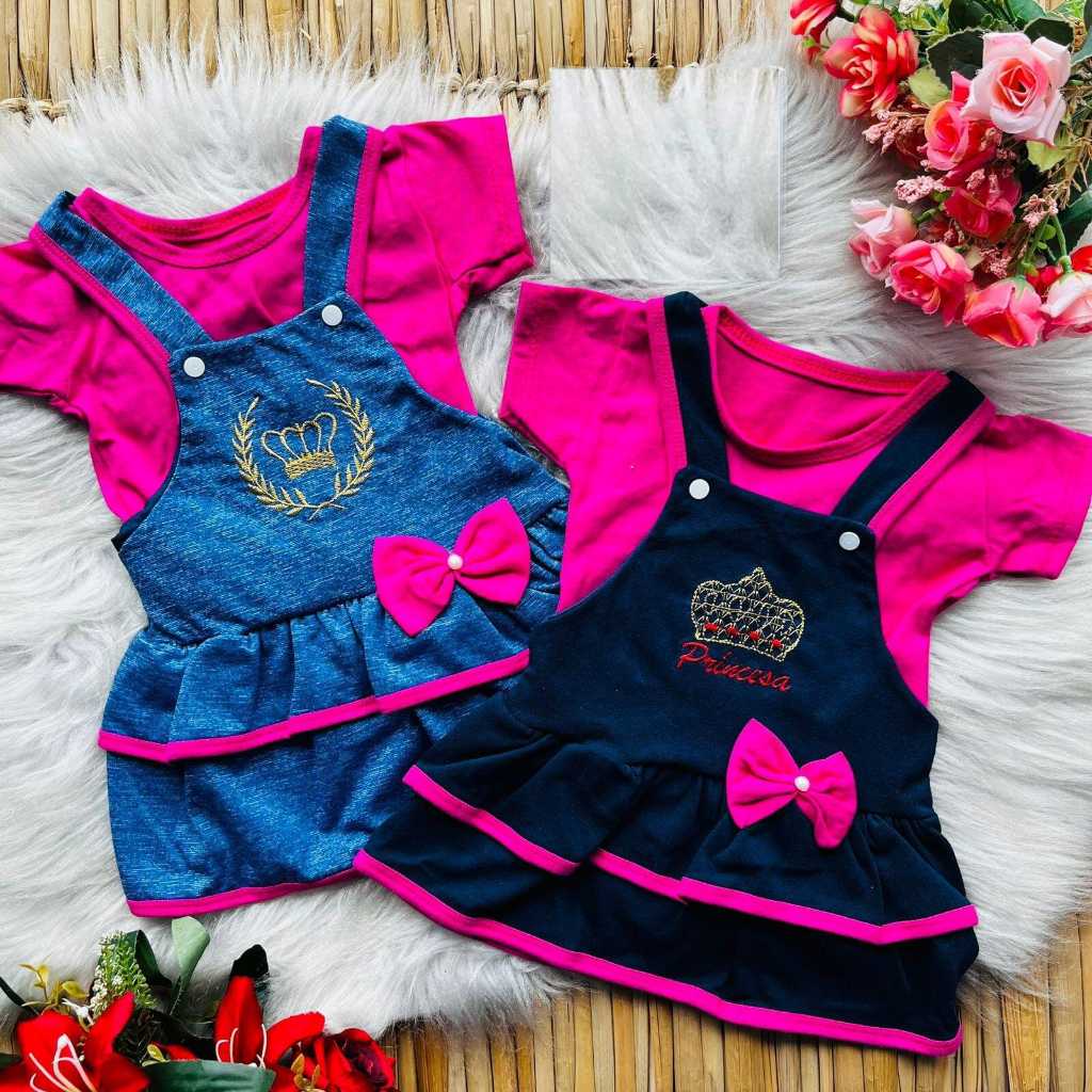 Vestido + Blusinha para Bebê menina estiloso 3 a 6 meses em Oferta na Shopee