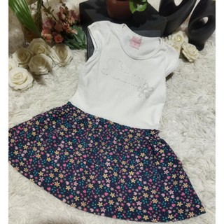 Vestido Infantil Feminino, Modelo Manga Curta, Branco/Floral, Tam: 03, Marca: Dmbauer