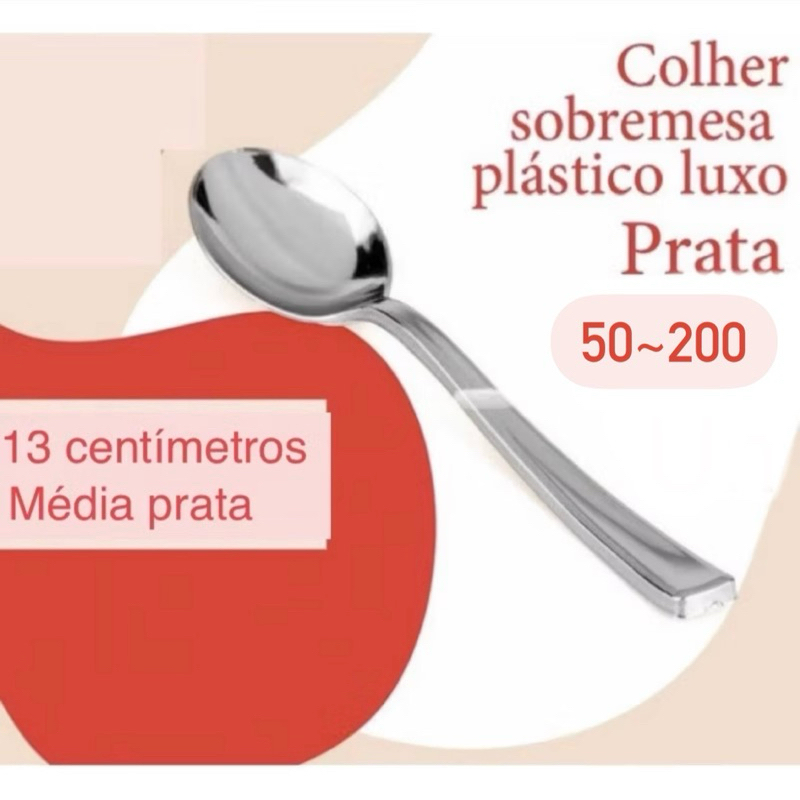kit 50~200 colher m 13 centímetros prata para ovo de páscoa em Oferta na Shopee