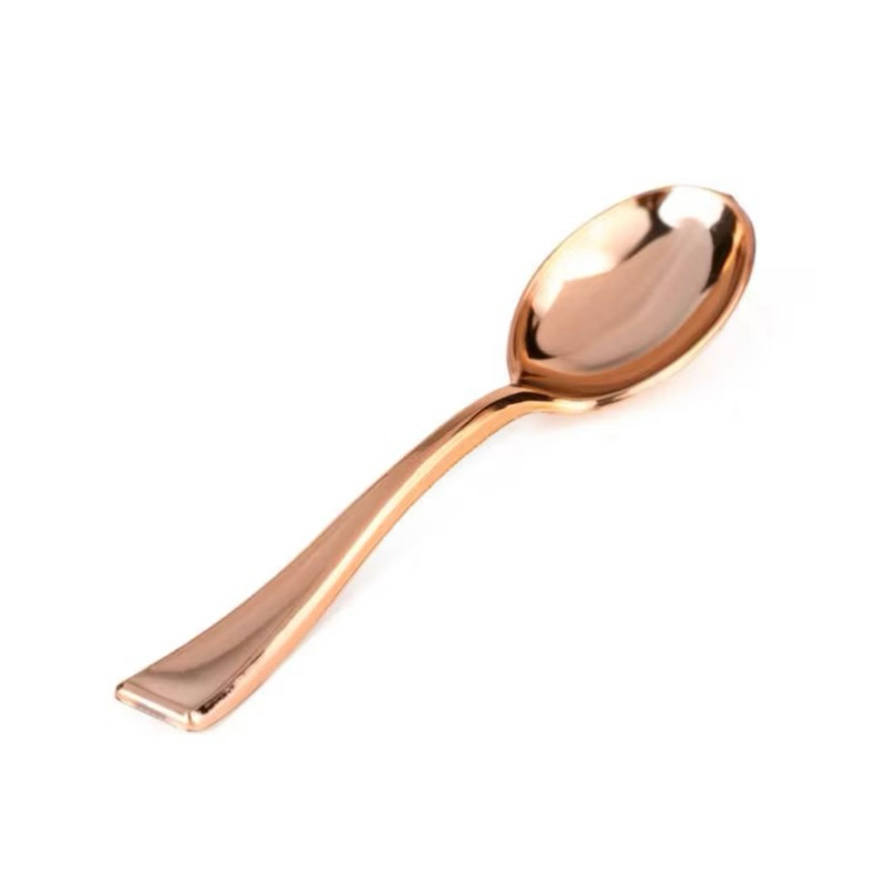20~100 Mini Colher Descartavel Sobremesa Rose Gold- 10cm Silver Plastic em Oferta na Shopee