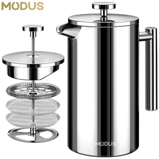 MODUS Cafeteira Prensa Francesa Cremeira 700ML Café Chá De Aço Inoxidável Com Filtração de 4 Níveis em Oferta na Shopee